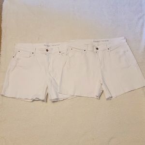 2 Levi's Signature High-Rise‎ distressed white shorts